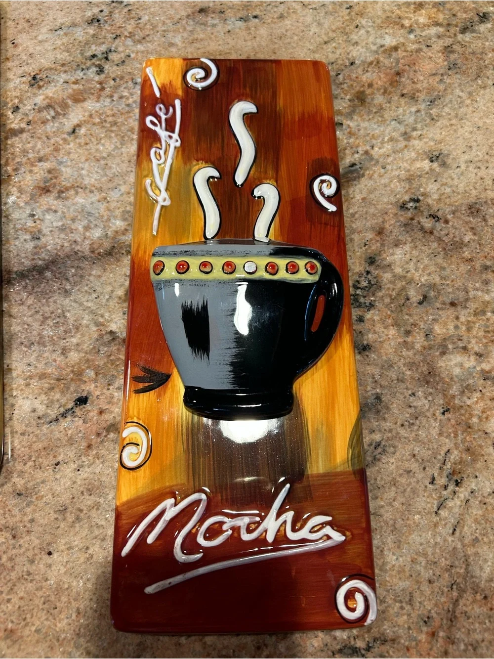 Tara Gamel Artist “Frappuchino” & “Mocha”Raised 3D Coffehouse Kitchen Wall Art